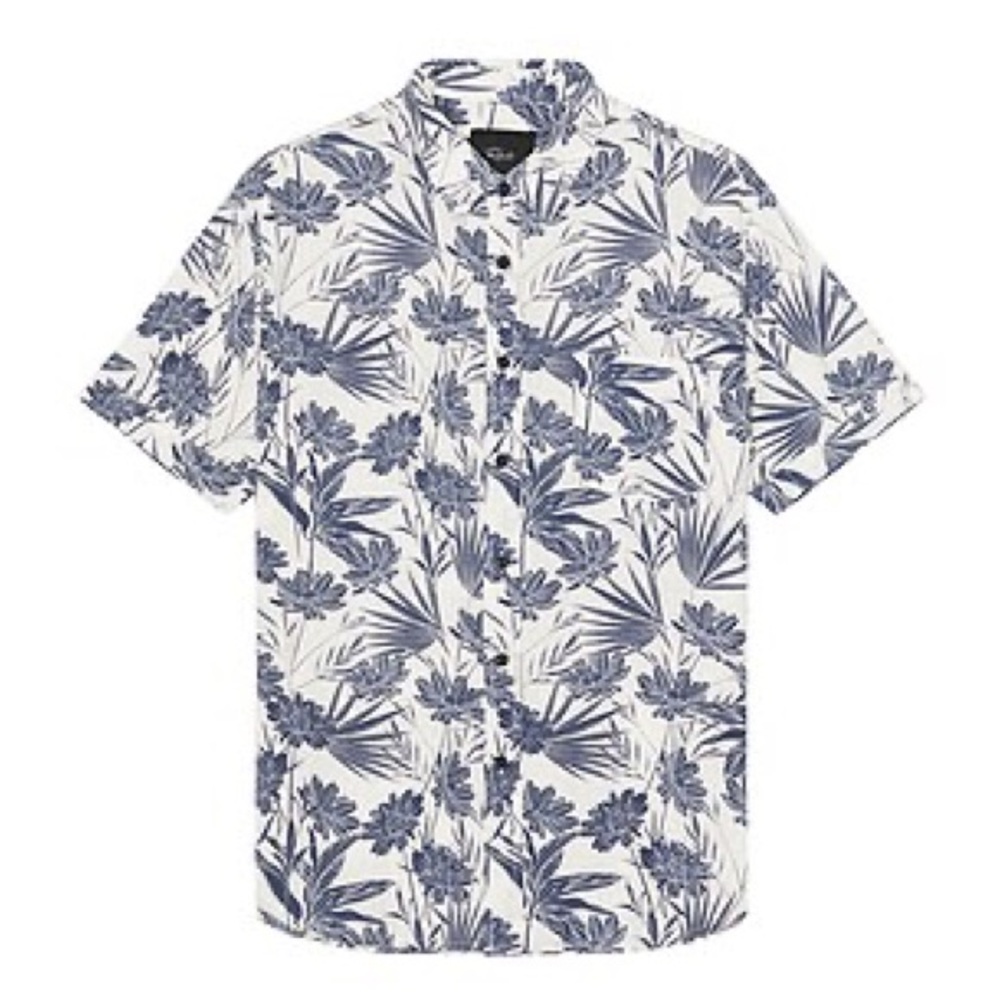 Rails Men's Carson Navy and White Floral Shirt medium